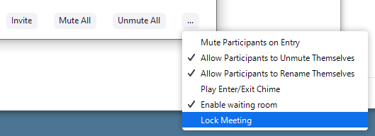 how to find "lock meeting" in Zoom