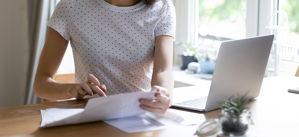 Employee working at her desk