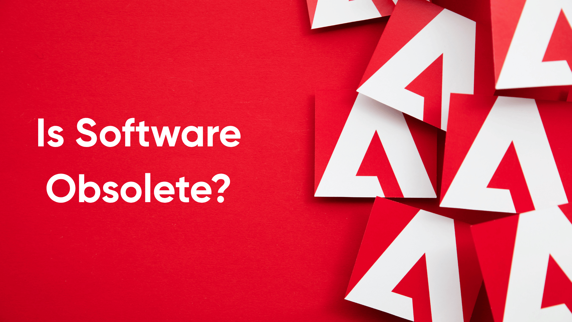 An image containing several iterations of the Adobe logo on the right hand side with the wording 