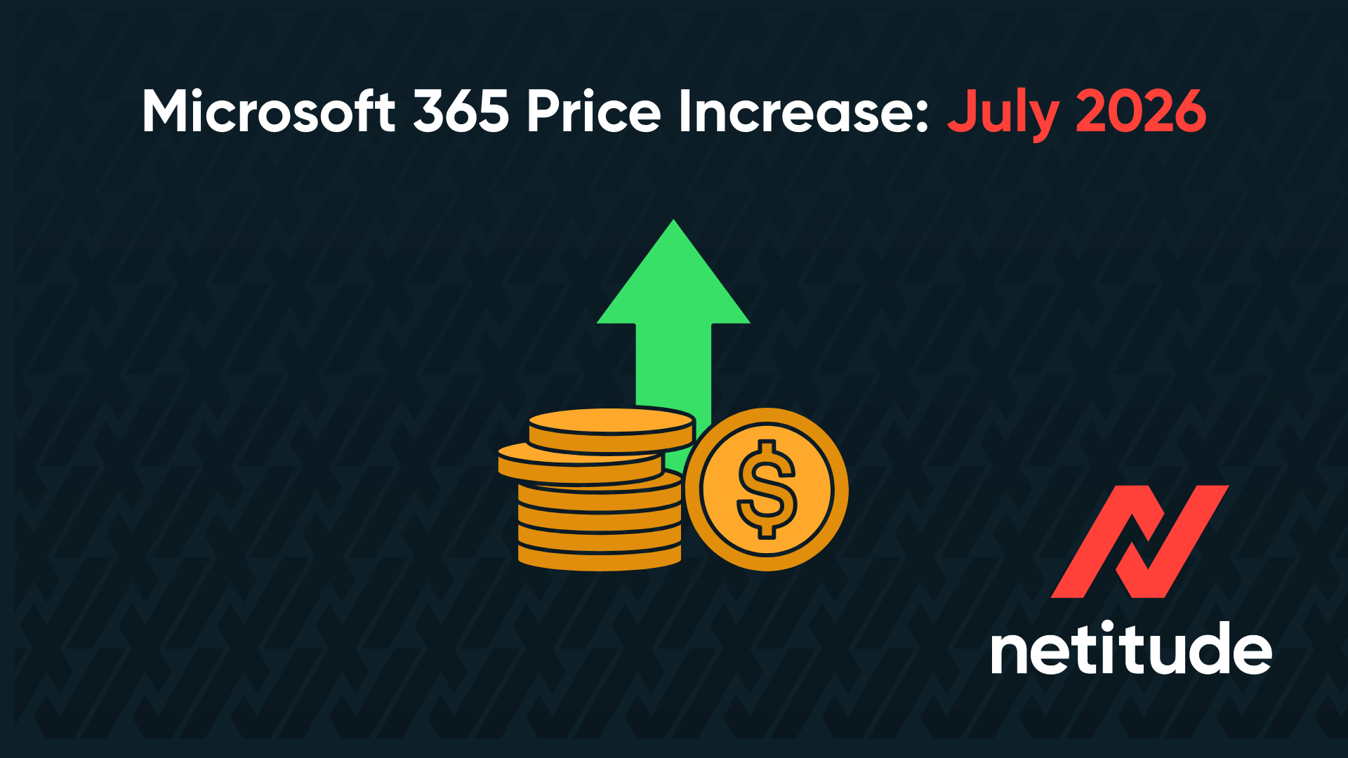 Netitude blog graphic - Microsoft 365 Price Increase: July 2026, featuring the Netitude logo on a dark background