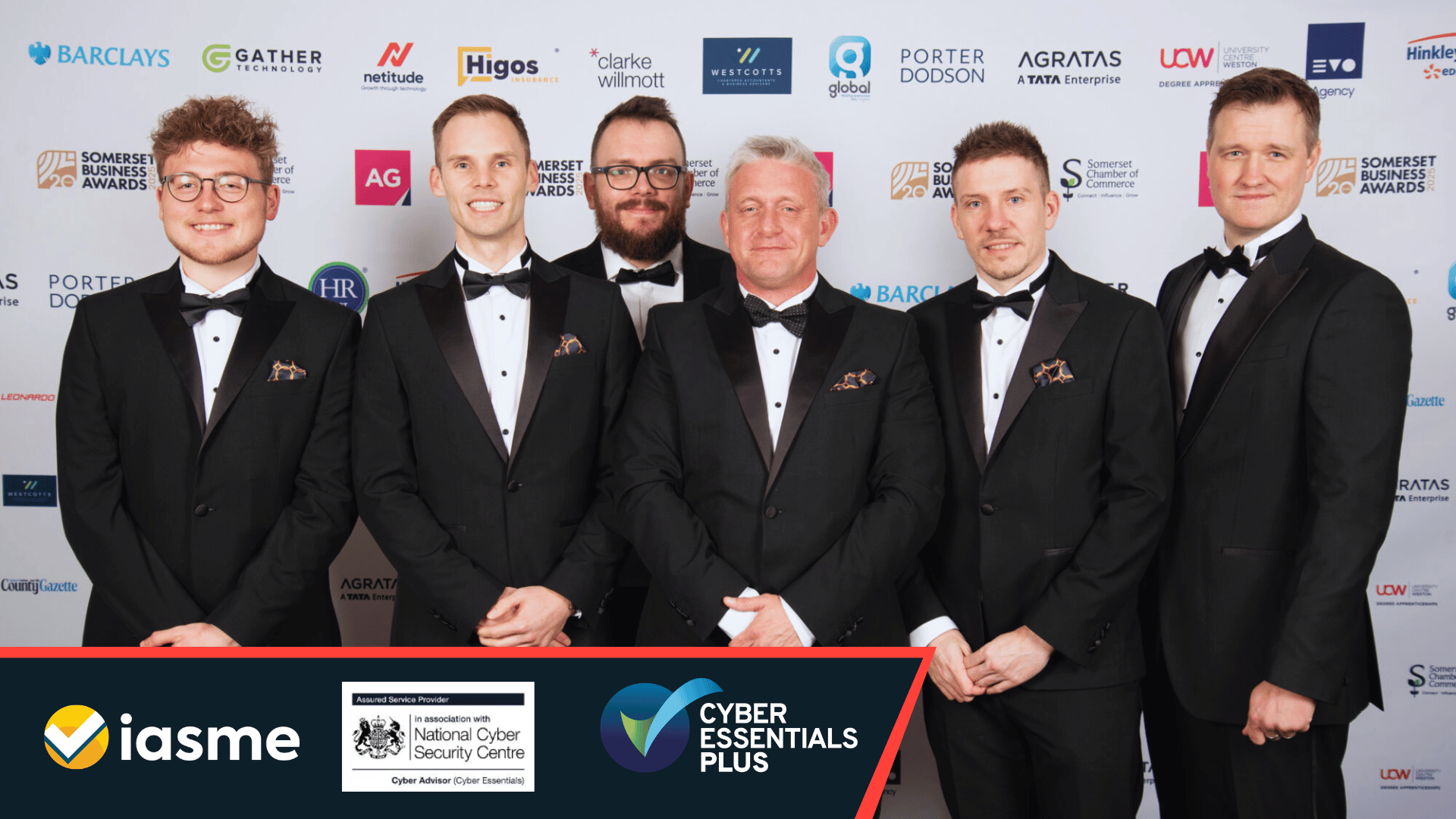 Netitude team at the Somerset Business Awards — IASME Cyber Advisor Assured Service Provider and Cyber Essentials Plus certified Managed IT Service Provider (MSP).