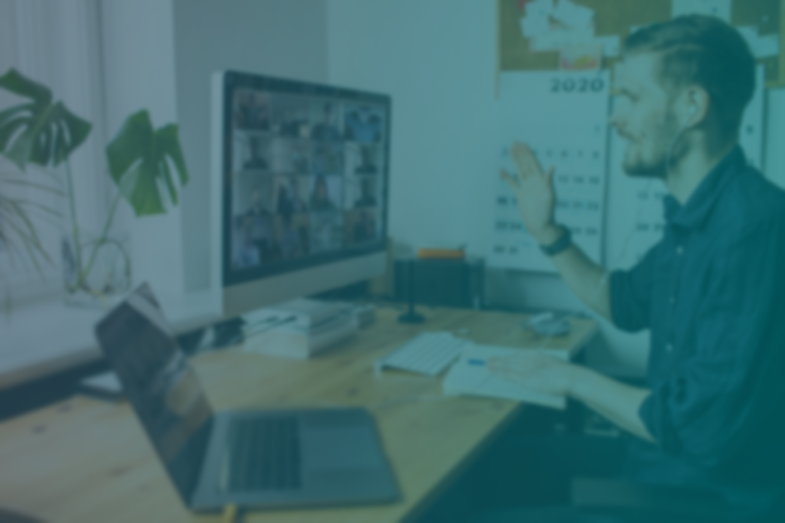 Man having a video call with colleagues